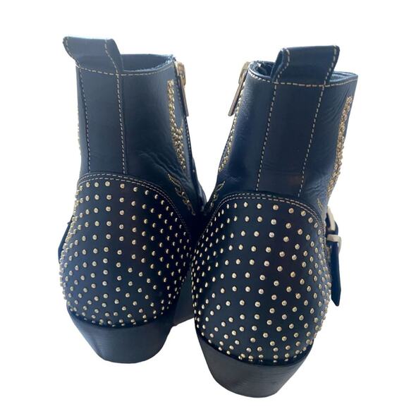 Anine Bing Penny Gold Studded Ankle‎ Booties EU 40 Womens Boots Western Buckle - Picture 5 of 11